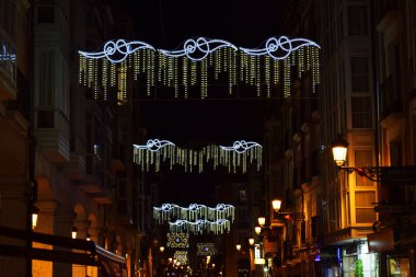 Burgos, İspanya 'nın Noel ışıkları.