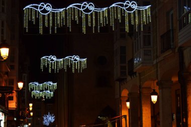 Burgos, İspanya 'nın Noel ışıkları.