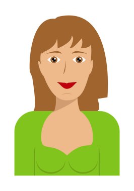 Kahverengi gözlü ve beyaz arka planda kahverengi saçlı bir kızın portresi.