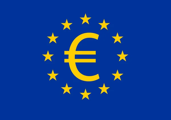 Bandera Unión Europea Con Símbolo Euro — Vector de stock