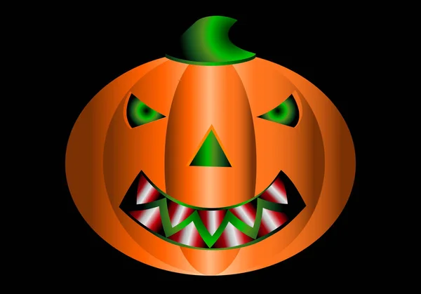 Effrayant Halloween Citrouille Sur Fond Noir — Image vectorielle