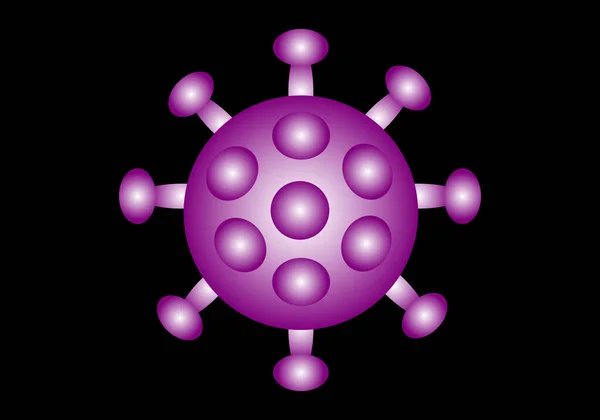 Lila Eller Violett Coronavirus Med Volym Svart Bakgrund — Stock vektor