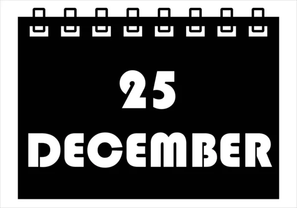 Kalender Icoon Met December Wit Zwart — Stockvector