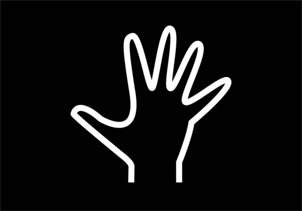 Χέρι Λευκό Ίχνος Μαύρο Φόντο — Διανυσματικό Αρχείο