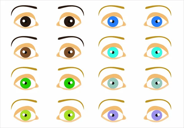 Augen Verschiedenen Farben Auf Weißem Hintergrund — Stockvektor