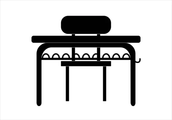白い背景にシルエットで学校の机と椅子 — ストックベクタ
