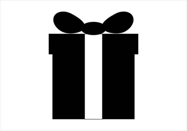 Cadeau Icône Noir Blanc — Image vectorielle