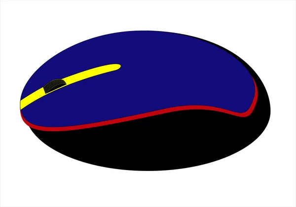 Bezdrátová Počítačová Myš Modré Červené Žluté Černé — Stockový vektor
