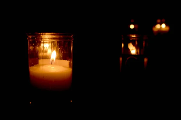 Candles Lit Street Night — Stock Photo, Image