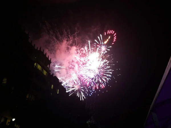 Feuerwerk Bei Den Festen Von San Sebastin Spanien — Stockfoto