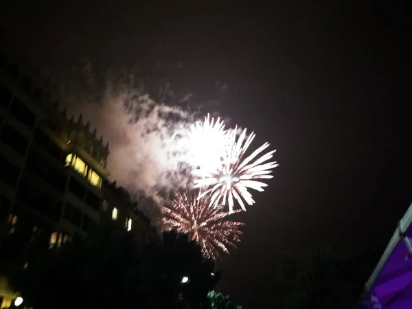 Pirotecnia Las Fiestas San Sebastin España — Foto de Stock