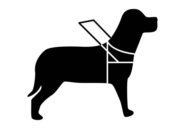 盲導犬ブラックアイコン — ストックベクタ