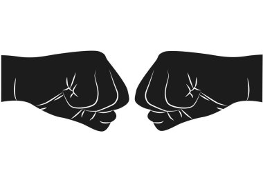 Beyaz arka planda iki yumruk..