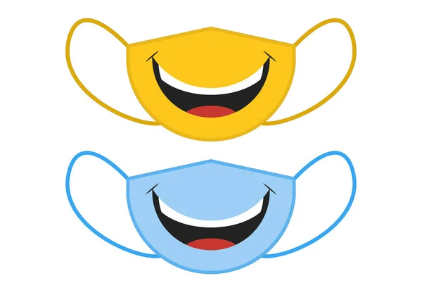 Máscaras Amarillas Azules Con Una Sonrisa — Vector de stock