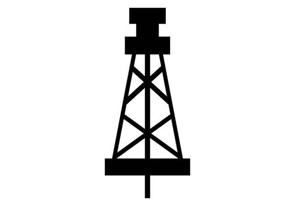 Zwart Silhouet Van Een Fracking Toren — Stockvector