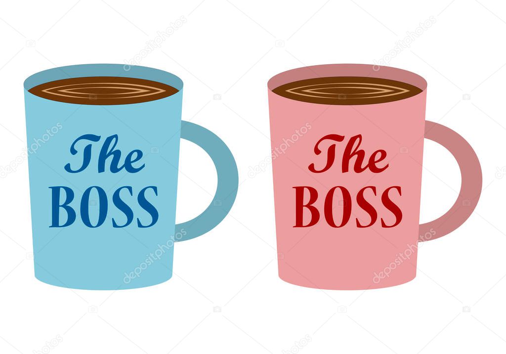 Blue and pink boss mug.