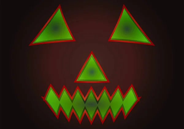 Visage Vert Effrayant Pour Halloween — Image vectorielle