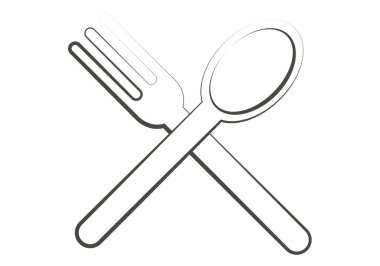 Çatal ve kaşığın siyah simgesi..