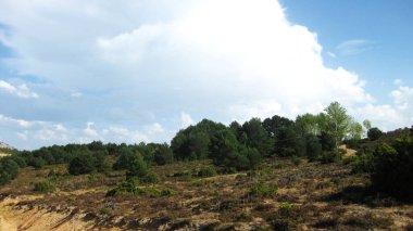 İspanya 'nın otlaklarıyla dağlık araziler.