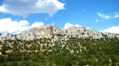 İspanya 'nın otlaklarıyla dağlık araziler.