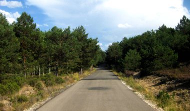 Dağ manzaralarından geçen yollar ve yollar.
