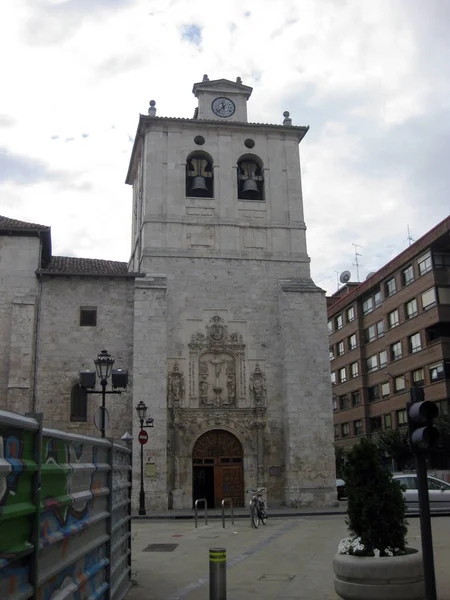 Torre Sino Uma Antiga Igreja Burgos Espanha — Fotografia de Stock