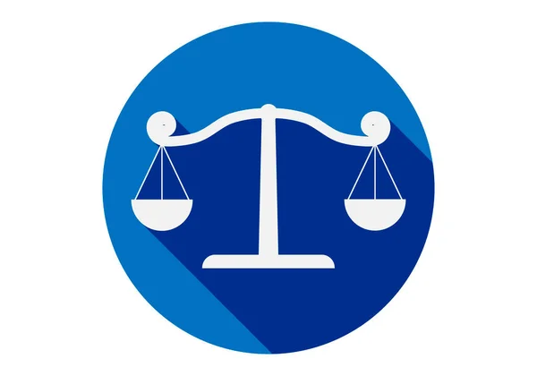 Синяя Кнопка Весами Правосудия — стоковый вектор