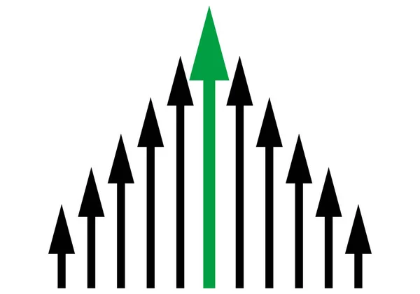 Frecce Aumento Nero Verde — Vettoriale Stock