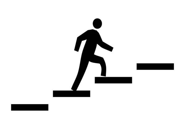 一个人爬上台阶的图标 — 图库矢量图片