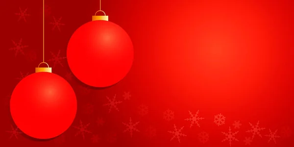 Natal Fundo Vermelho Com Bolas Natal Flocos Neve — Vetor de Stock