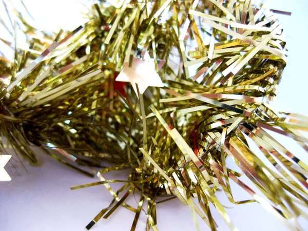 Tinsel Noël Décoratif Doré — Photo