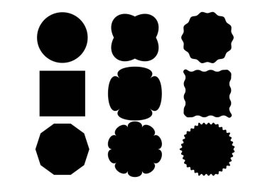 Sert kıvrımlı ve düz siyah noktaların simge sayfası.