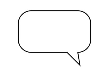 Beyaz arkaplanda siyah konuşma balonu simgesi.