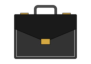 Beyaz arka planda siyah çalışma çantası.