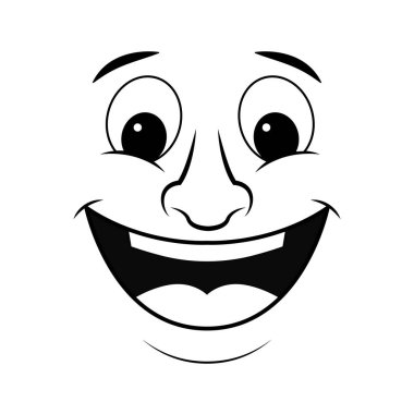 Beyaz arka planda gülen mutlu yüz