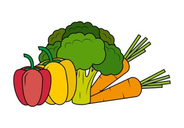 Brokoli, havuç ve biber gibi sebzeler.