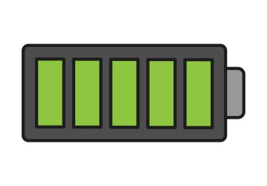 Tam şarj çubuğu olan pil simgesi