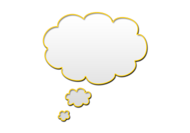 Şeffaf arka planda altın vuruşlu düşünce balonu