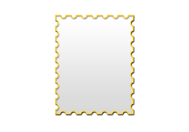 Beyaz dolgu damgası ve altın çerçeve