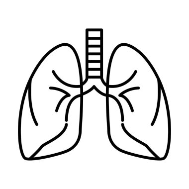 Beyaz arkaplanda siyah akciğer simgesi