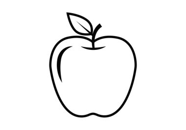 Beyaz arkaplanda siyah elma simgesi