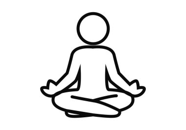Beyaz arkaplanda siyah yoga konumu simgesi