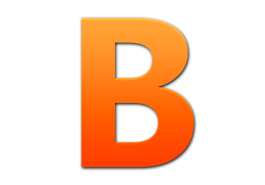 B harfi turuncu ve kırmızı renkte.