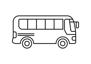 Beyaz arkaplanda siyah otobüs simgesi