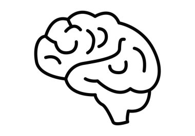 Beyaz arkaplanda siyah beyin simgesi