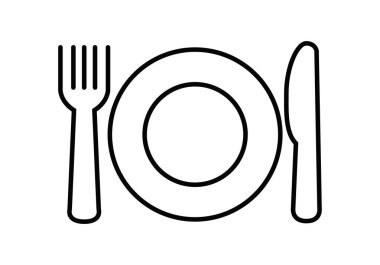 Beyaz arkaplanda siyah çatal bıçak simgesi