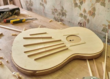Klasik gitar üretimi.