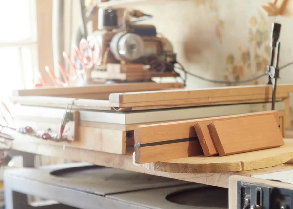 Marking and Pasting of footer and brace to the soundboard of classical guitar. — Stock Photo, Image