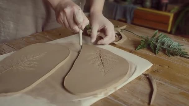 El proceso de producción en el taller de alfarería del alfarero . — Vídeo de stock