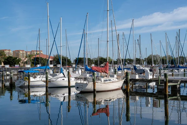 Petersburg Florida Usa February 2019 Boats Tied Florida Marina February — Stock Photo, Image